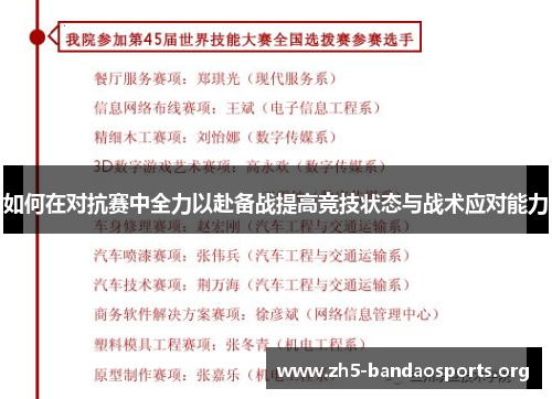 如何在对抗赛中全力以赴备战提高竞技状态与战术应对能力